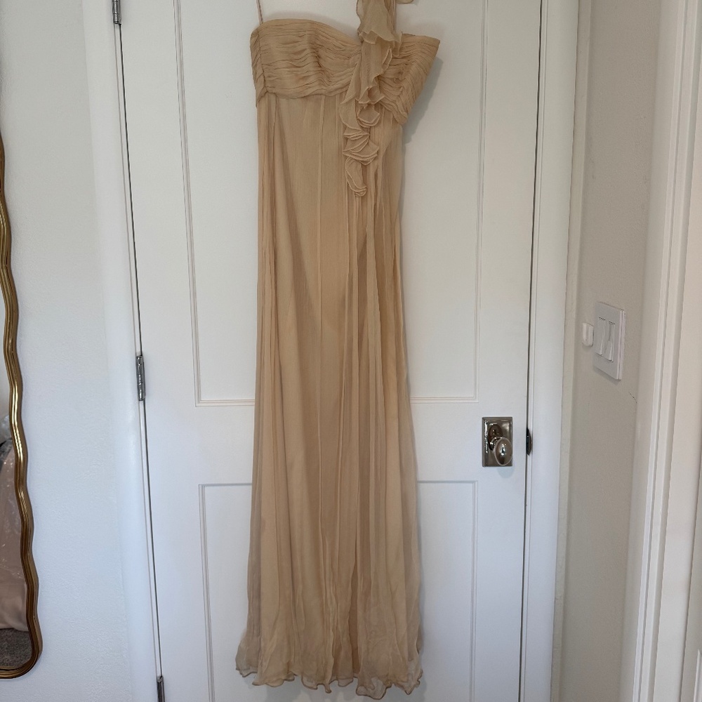 Amsale Champagne Bridesmaid dress